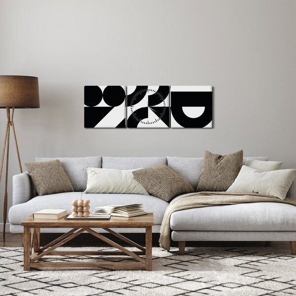 Obraz - Abstrakcja geometryczna N⁰2 (z zegarem) (90x30 cm)