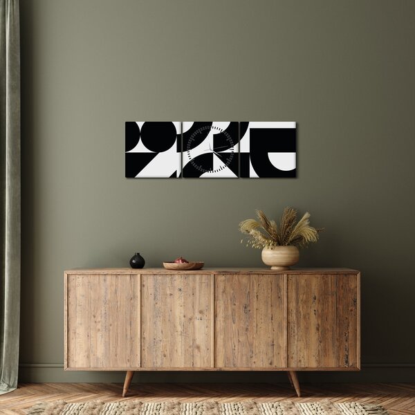 Obraz - Abstrakcja geometryczna N⁰2 (z zegarem) (90x30 cm)