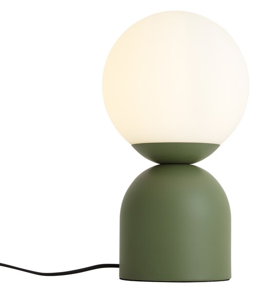 Lampa stołowa Hotel Chic zielona ze szkłem opalowym - Pallon Trend