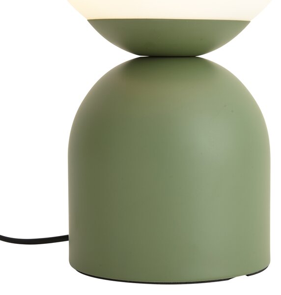 Lampa stołowa Hotel Chic zielona ze szkłem opalowym - Pallon Trend