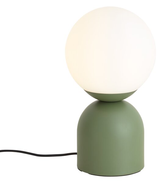 Lampa stołowa Hotel Chic zielona ze szkłem opalowym - Pallon Trend