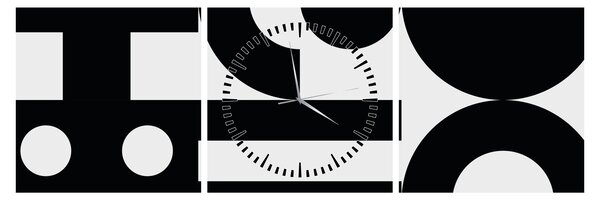 Obraz - Abstrakcja geometryczna N⁰3 (z zegarem) (90x30 cm)