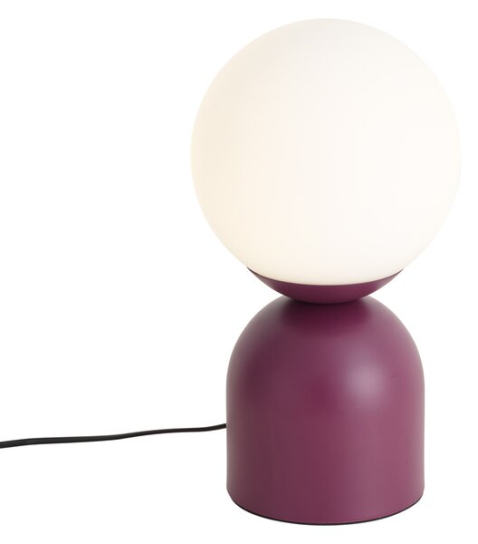Lampa stołowa Hotel Chic fioletowa z opalowym szkłem - Pallon Trend