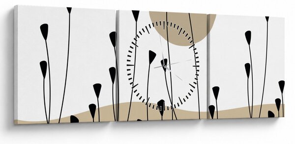 Obraz - Łąka graficzna N⁰2 (z zegarem) (90x30 cm)