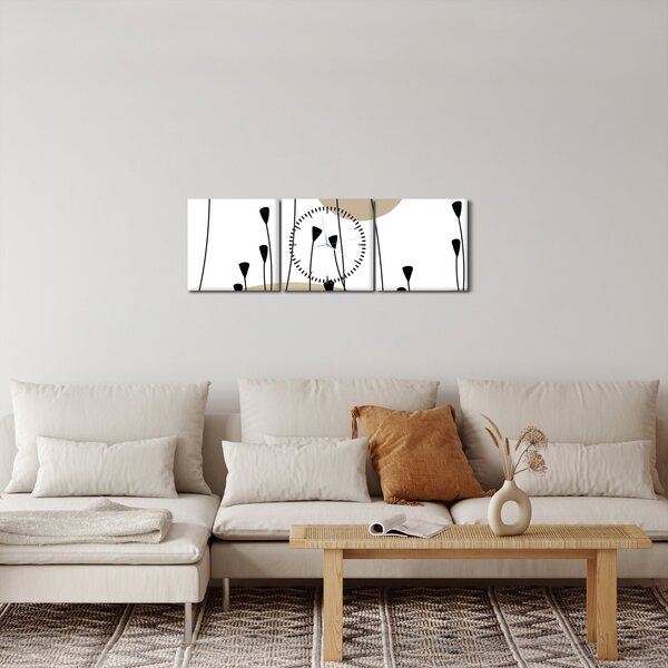 Obraz - Łąka graficzna N⁰2 (z zegarem) (90x30 cm)