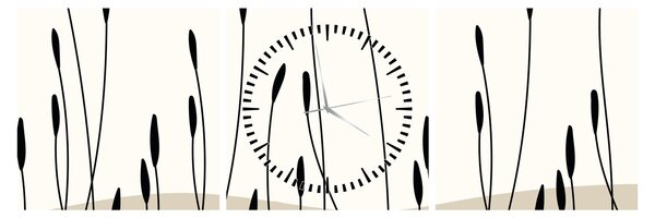 Obraz - Łąka graficzna N⁰3 (z zegarem) (90x30 cm)