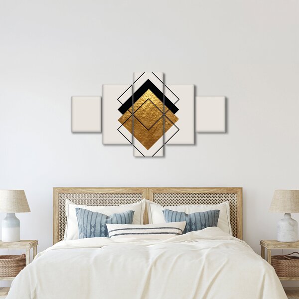 Obraz - Abstrakcja złoto-biała N⁰1 (125x70 cm)