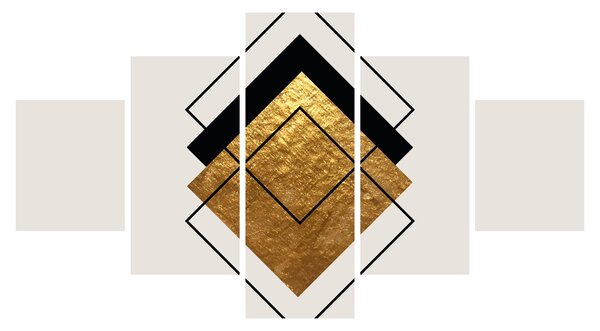 Obraz - Abstrakcja złoto-biała N⁰1 (125x70 cm)
