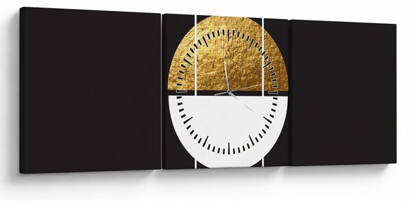 Obraz - Abstrakcja złoto i czerń N⁰1 (z zegarem) (90x30 cm)