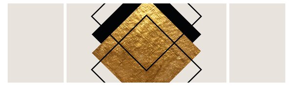 Obraz - Abstrakcja złoto-biała N⁰1 (170x50 cm)