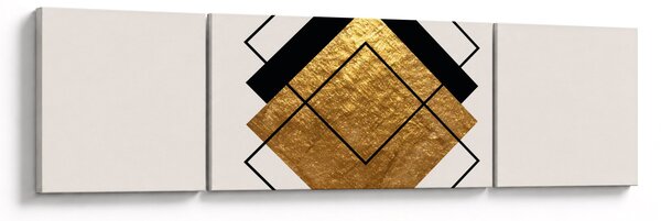Obraz - Abstrakcja złoto-biała N⁰1 (170x50 cm)