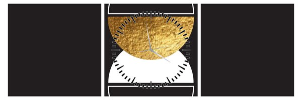 Obraz - Abstrakcja złoto i czerń N⁰2 (z zegarem) (90x30 cm)