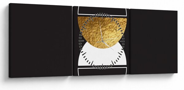 Obraz - Abstrakcja złoto i czerń N⁰2 (z zegarem) (90x30 cm)