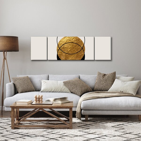 Obraz - Abstrakcja złoto-biała N⁰2 (170x50 cm)