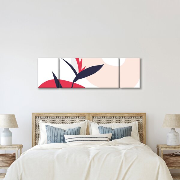 Obraz - Różowa abstrakcja kwiatowa N⁰1 (170x50 cm)