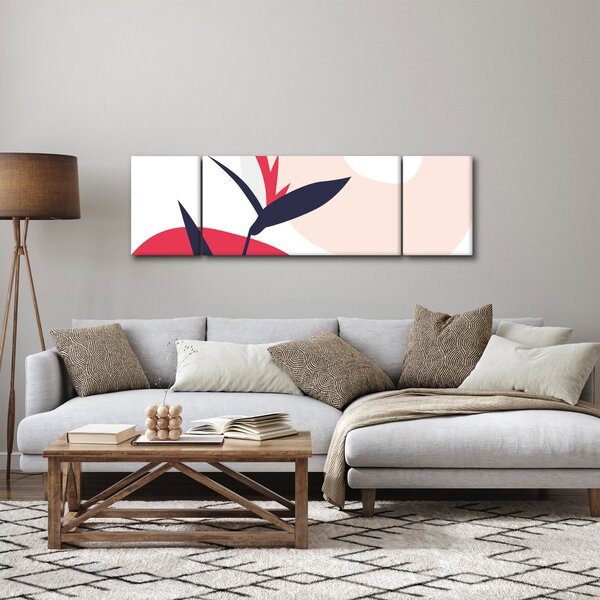 Obraz - Różowa abstrakcja kwiatowa N⁰1 (170x50 cm)