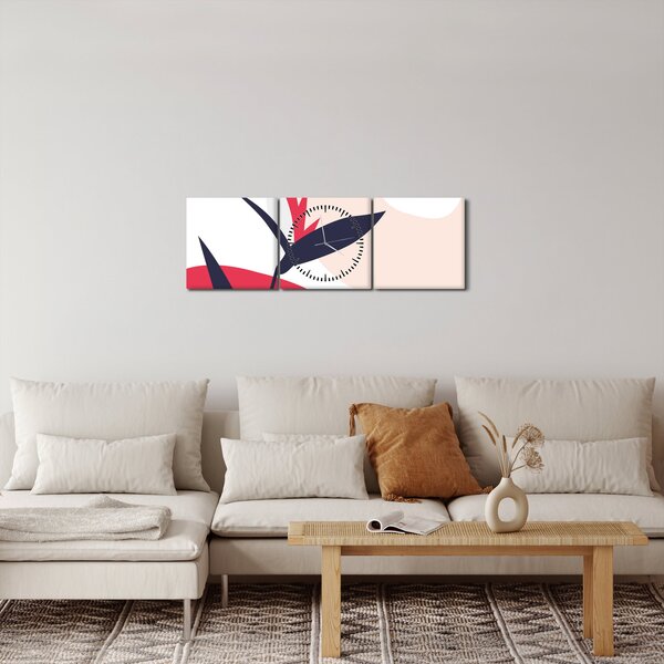 Obraz - Różowa abstrakcja kwiatowa N⁰1 (z zegarem) (90x30 cm)