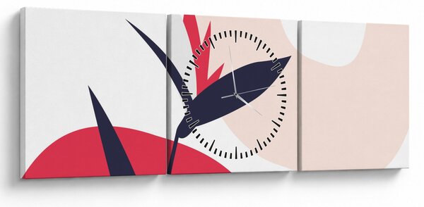 Obraz - Różowa abstrakcja kwiatowa N⁰1 (z zegarem) (90x30 cm)