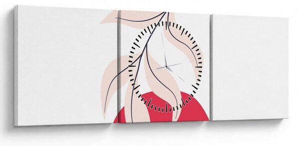 Obraz - Różowa abstrakcja kwiatowa N⁰2 (z zegarem) (90x30 cm)
