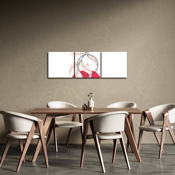 Obraz - Różowa abstrakcja kwiatowa N⁰2 (z zegarem) (90x30 cm)