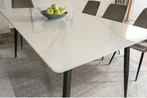 Stół jadalniany RION 130x70 cm z ceramicznym blatem, biały marmur