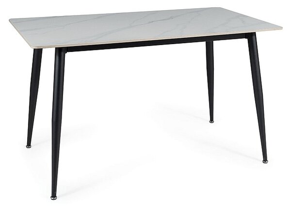 Stół jadalniany RION 130x70 cm z ceramicznym blatem, biały marmur
