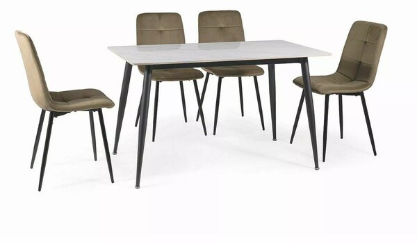 Stół jadalniany RION 130x70 cm z ceramicznym blatem, biały marmur