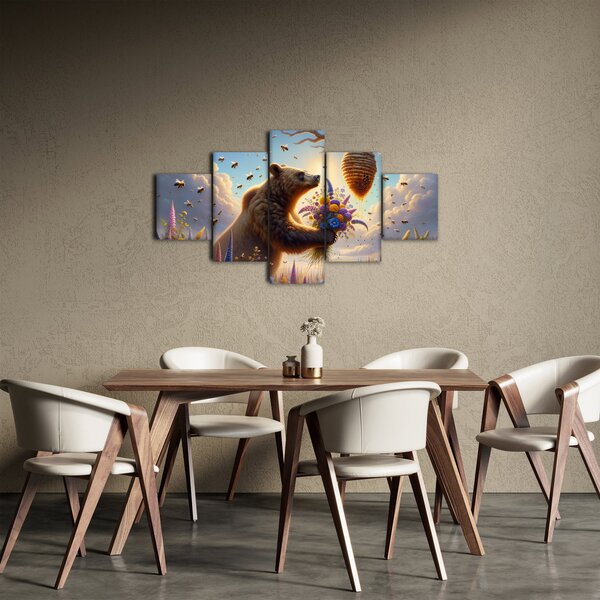 Obraz - Niedźwiedź i pszczoły (125x70 cm)