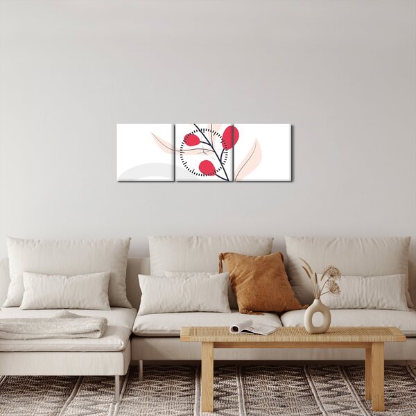 Obraz - Różowa abstrakcja kwiatowa N⁰3 (z zegarem) (90x30 cm)