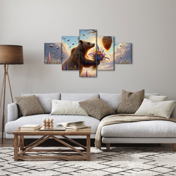 Obraz - Niedźwiedź i pszczoły (125x70 cm)