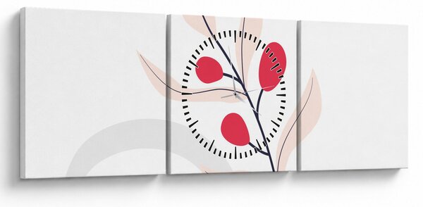 Obraz - Różowa abstrakcja kwiatowa N⁰3 (z zegarem) (90x30 cm)