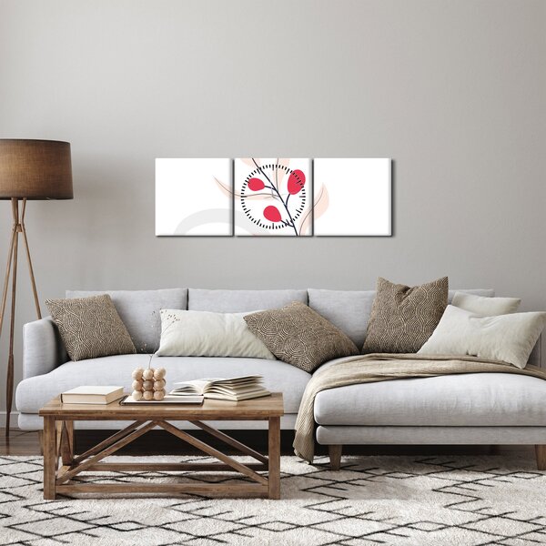 Obraz - Różowa abstrakcja kwiatowa N⁰3 (z zegarem) (90x30 cm)
