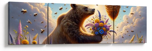 Obraz - Niedźwiedź i pszczoły (170x50 cm)