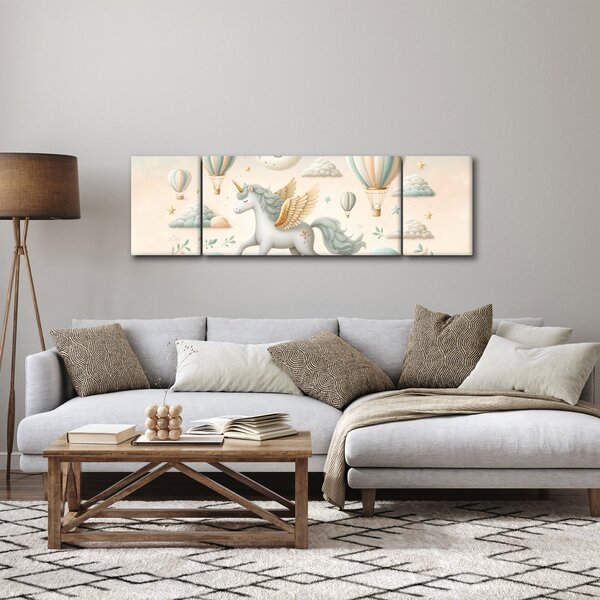 Obraz - Szczęśliwy jednorożec (170x50 cm)