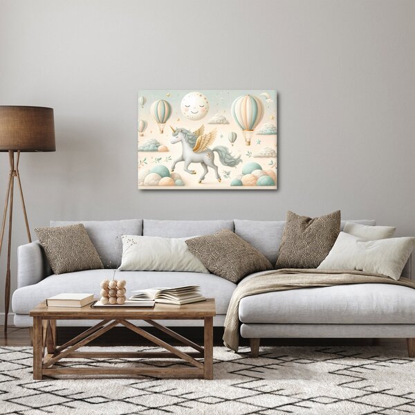 Obraz - Szczęśliwy jednorożec (70x50 cm)