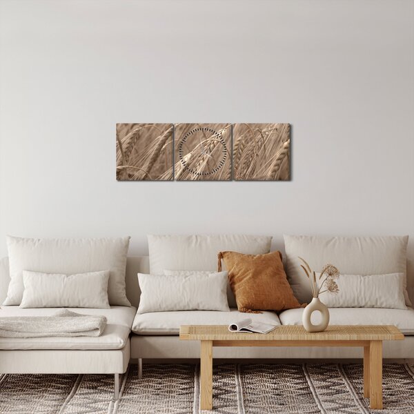 Obraz - Złote pole (z zegarem) (90x30 cm)