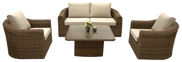 Rattanowy zestaw modułowy BORNEO LUXURY dla 4 osób (brązowy)