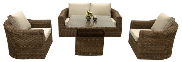 Rattanowy zestaw modułowy BORNEO LUXURY dla 4 osób (brązowy)