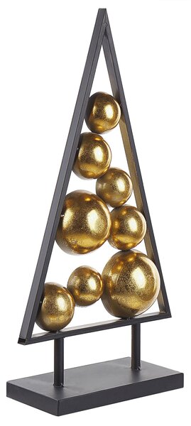 Dekoracja świąteczna choinka czarno-złota metalowa bombki Boże Narodzenie Ranua Beliani