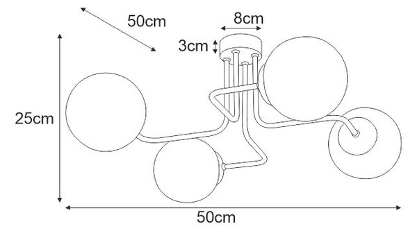 Nowoczesna czteropunktowa lampa sufitowa - S851 A3-C58