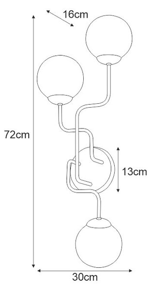 Czarny kinkiet z trzema kloszami - 3X S854 G6-P43