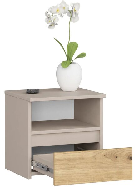 Szafka nocna z szufladą kaszmir + dąb artisan L1-P14