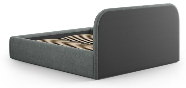 Ciemnoszare tapicerowane łóżko dwuosobowe ze schowkiem ze stelażem 140x200 cm Juno – Windsor & Co Sofas