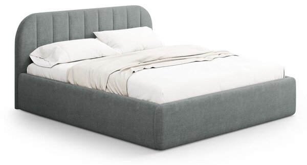Ciemnoszare tapicerowane łóżko dwuosobowe ze schowkiem ze stelażem 140x200 cm Juno – Windsor & Co Sofas