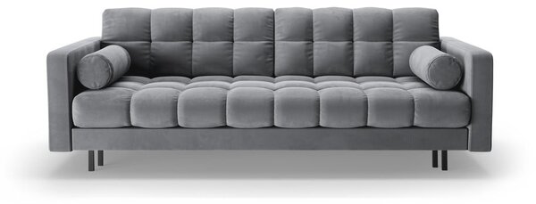 Jasnoszara aksamitna rozkładana sofa ze schowkiem 222 cm Bali – Cosmopolitan Design