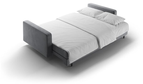Jasnoszara aksamitna rozkładana sofa ze schowkiem 222 cm Bali – Cosmopolitan Design