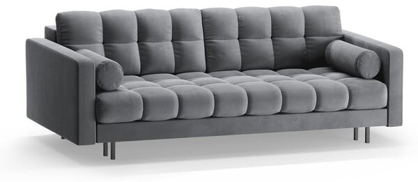 Jasnoszara aksamitna rozkładana sofa ze schowkiem 222 cm Bali – Cosmopolitan Design