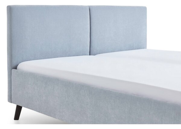 Jasnoniebieskie tapicerowane łóżko dwuosobowe ze stelażem 160x200 cm Piano – Meise Möbel