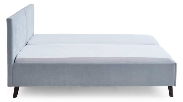 Jasnoniebieskie tapicerowane łóżko dwuosobowe ze stelażem 160x200 cm Piano – Meise Möbel