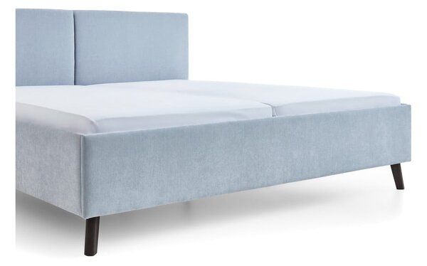 Jasnoniebieskie tapicerowane łóżko dwuosobowe ze stelażem 160x200 cm Piano – Meise Möbel